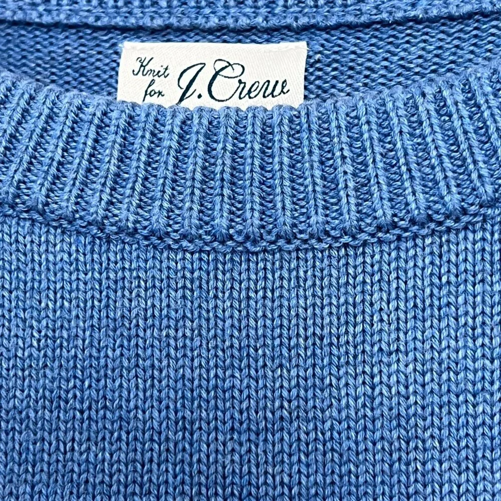J.Crew Heritage 100% Cotton Crewneck Sweater Heavyweight Ribbed Pullover Blue M